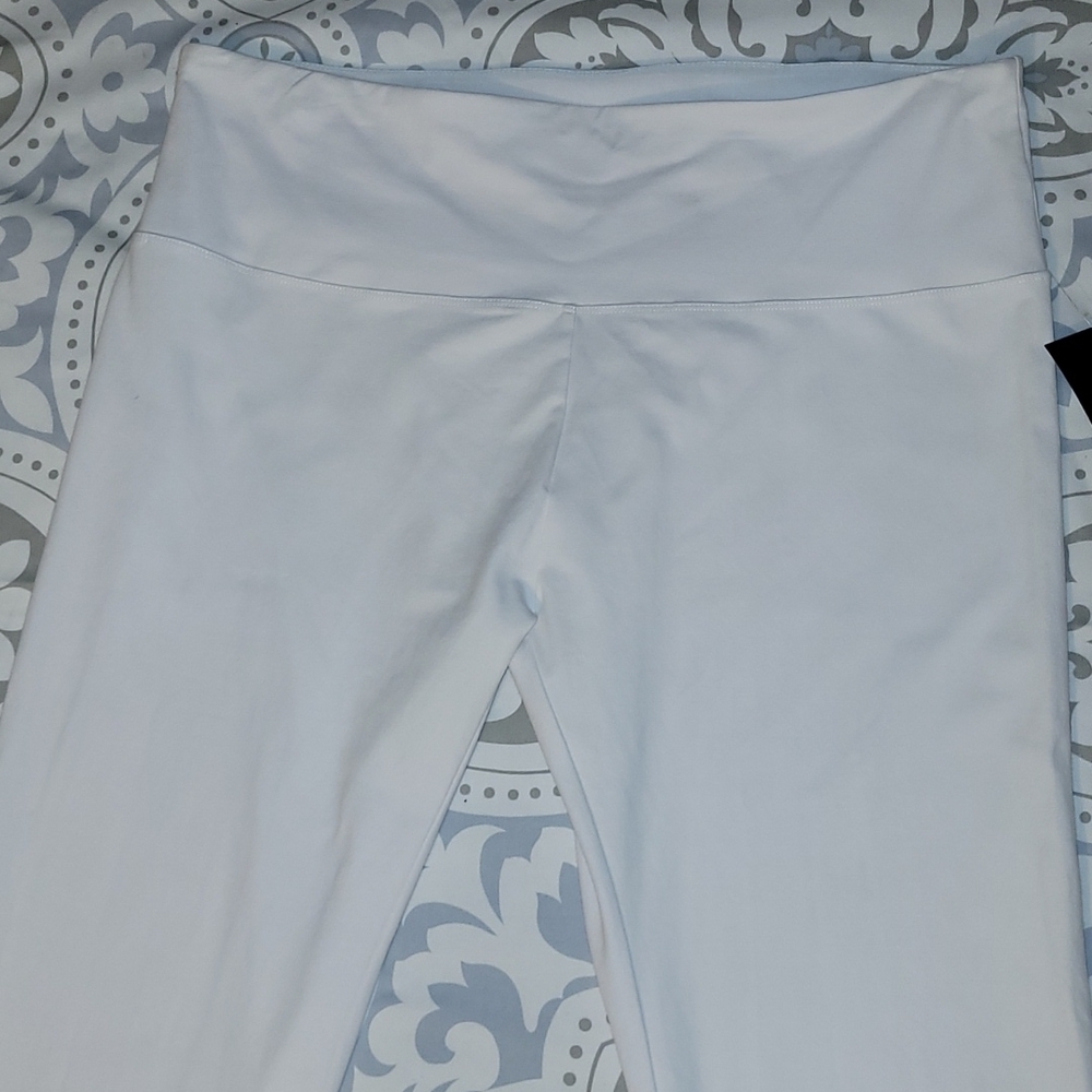 Slim-sation Tummy control top panel white Capri stretch flat front Plus Pull on - Picture 2 of 7